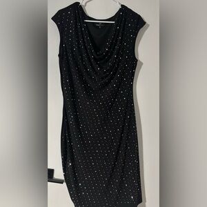 Ronni Nicole Elegant Black Dress with Silver Accents Size 14